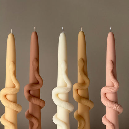 Snake Taper Soy Wax Candle: Decorative Column Pillar Candle