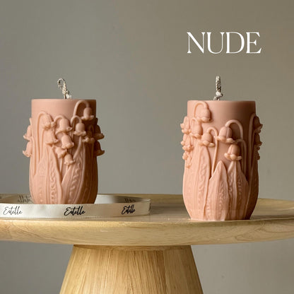 Lily of the valley Pillar Candle | Handmade Decorative Candle