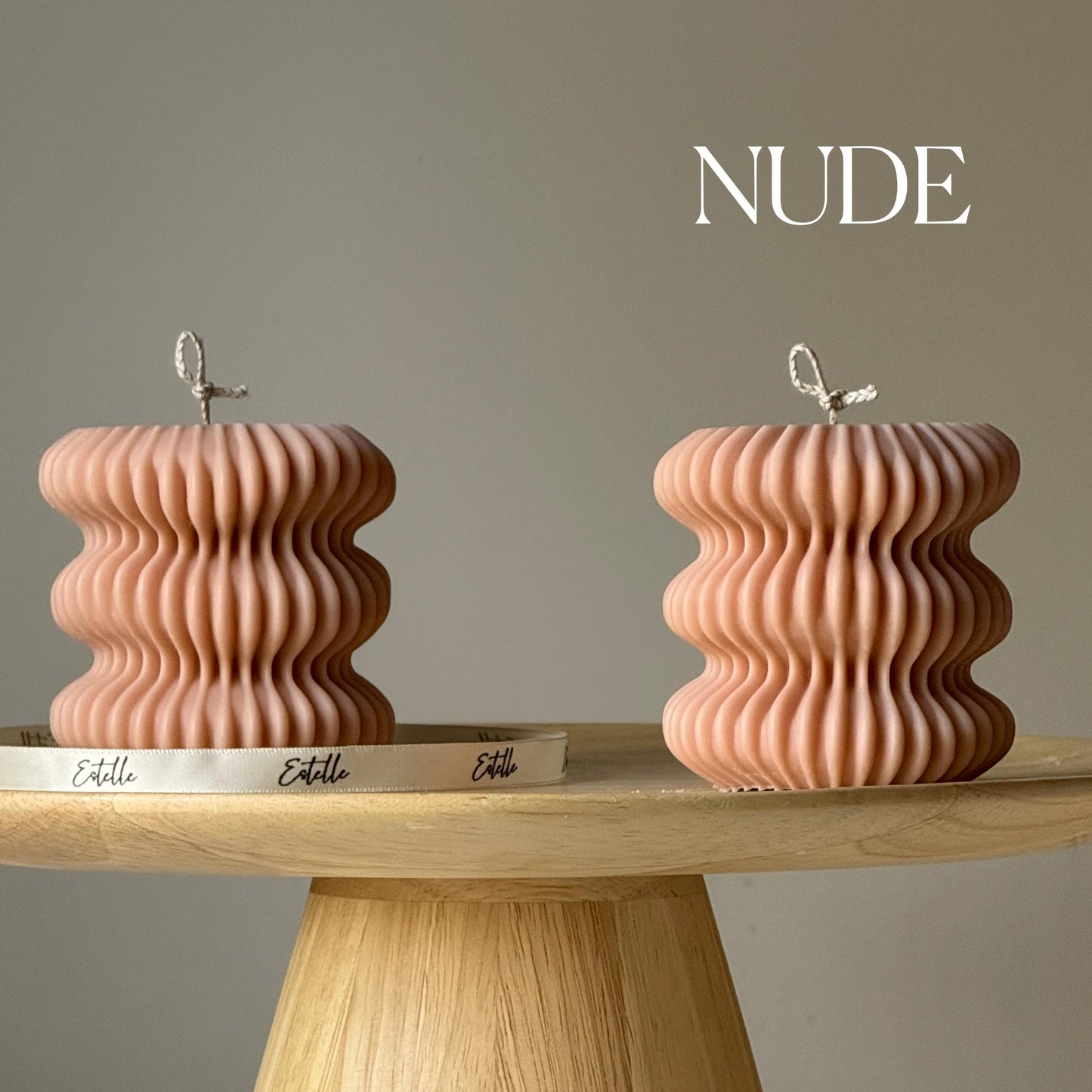 Irregular Ribbed Soy Pillar Candle: Handmade Home Decor