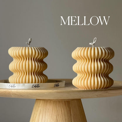 Irregular Ribbed Soy Pillar Candle: Handmade Home Decor