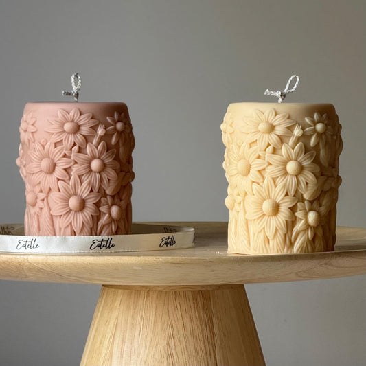 Flower Pillar Candle | Sculptural Garden House Warming Gift