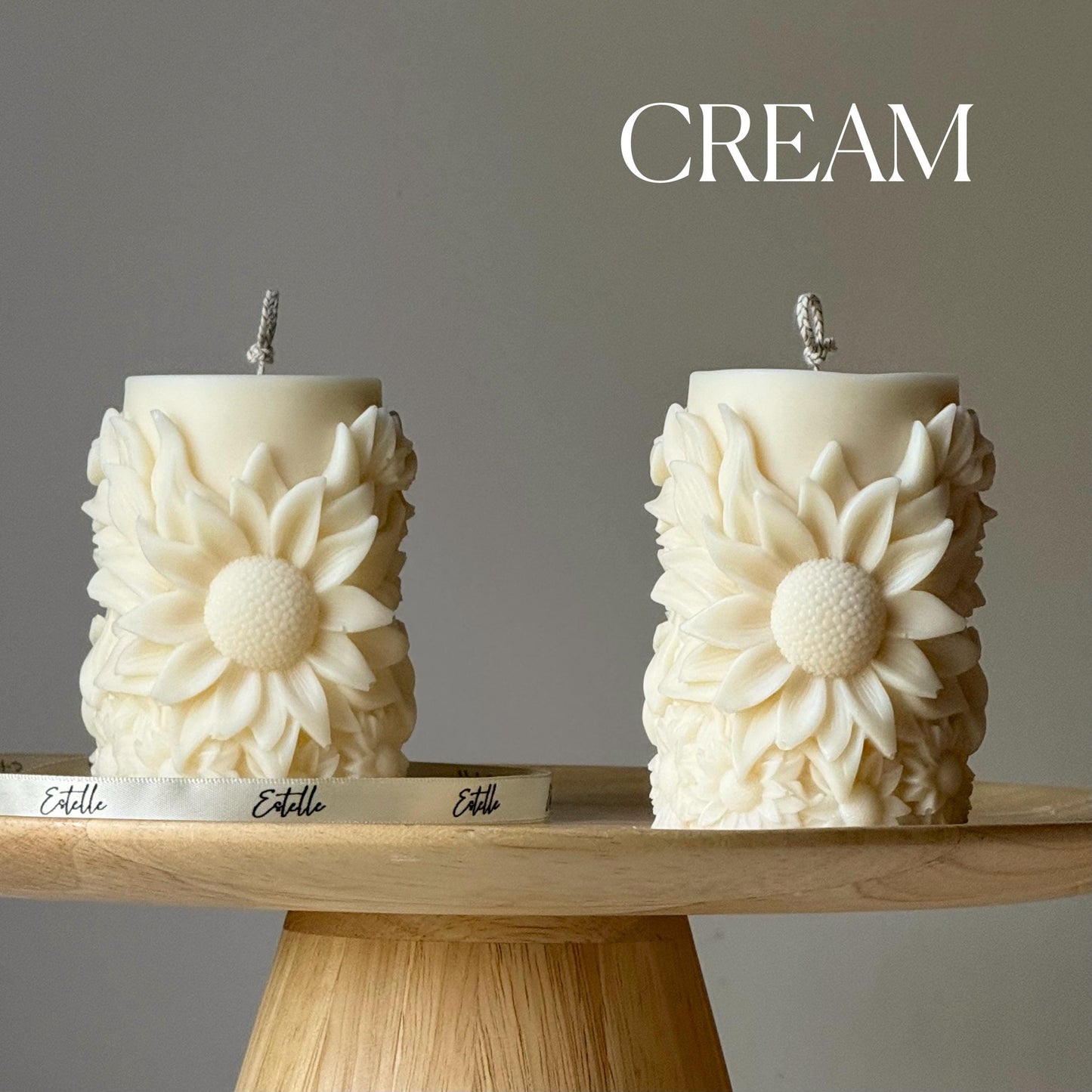 Handmade Sunflower Soy Pillar Candle: Home Decor Gift