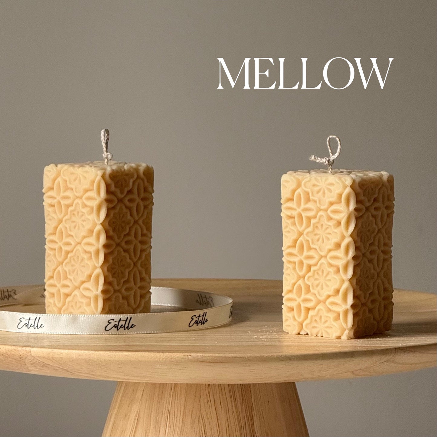 Vintage Lace Soy Pillar Candle: Handmade Home Decor