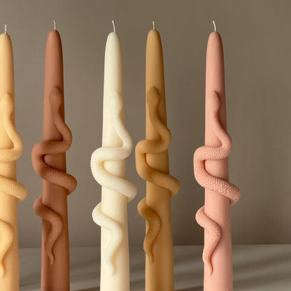 Snake Taper Soy Wax Candle: Decorative Column Pillar Candle