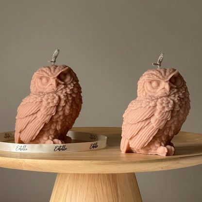 Owl Shaped Soy Candle: Handmade Pillar Candle, Home Decor