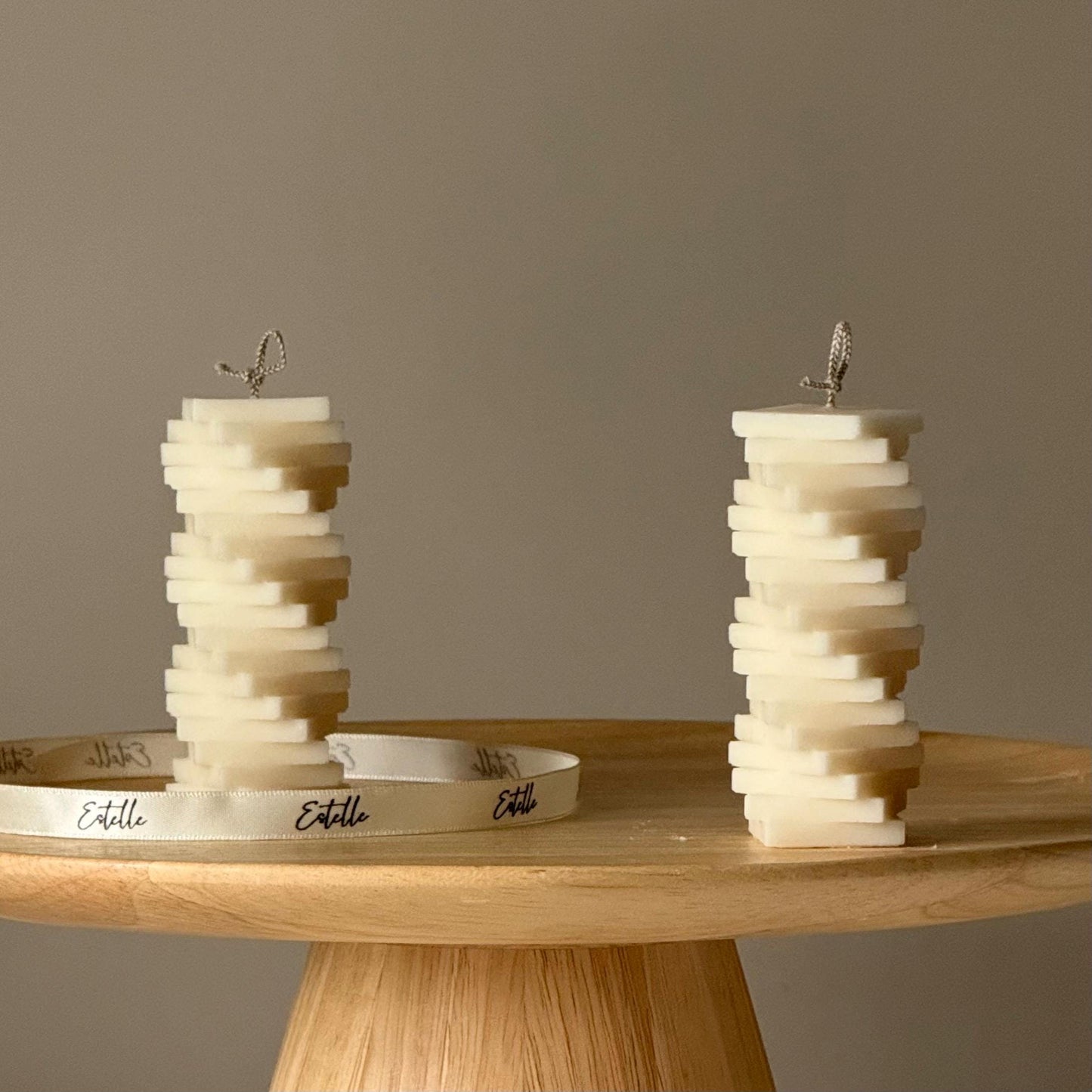 Twist Column Soy Pillar Candle: Handmade Home Decor