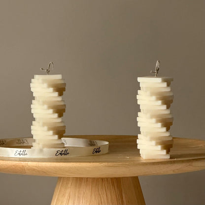 Twist Column Soy Pillar Candle: Handmade Home Decor