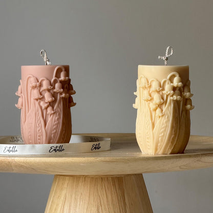 Lily of the valley Pillar Candle | Handmade Decorative Candle