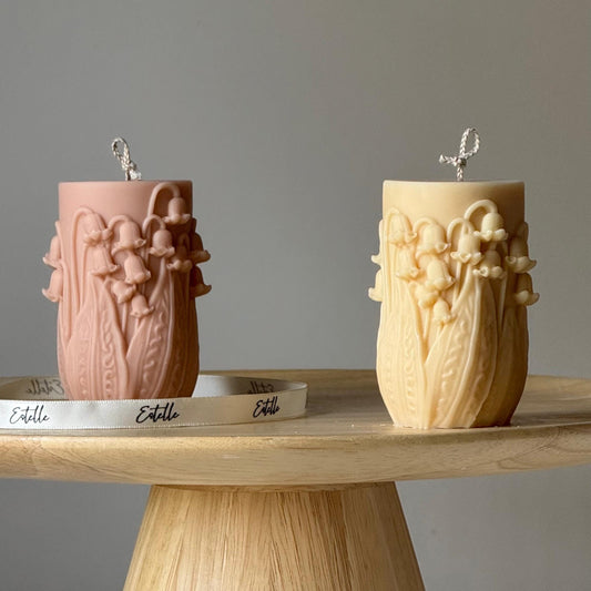 Lily of the valley Pillar Candle | Handmade Decorative Candle