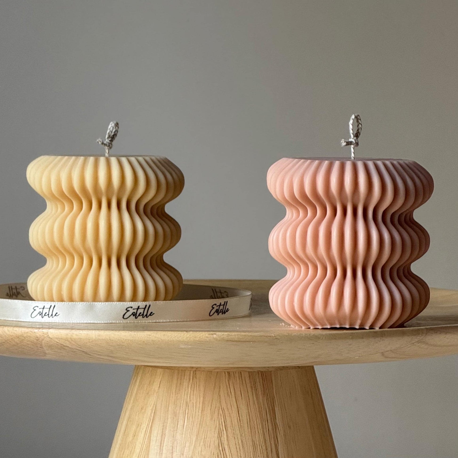 Irregular Ribbed Soy Pillar Candle: Handmade Home Decor