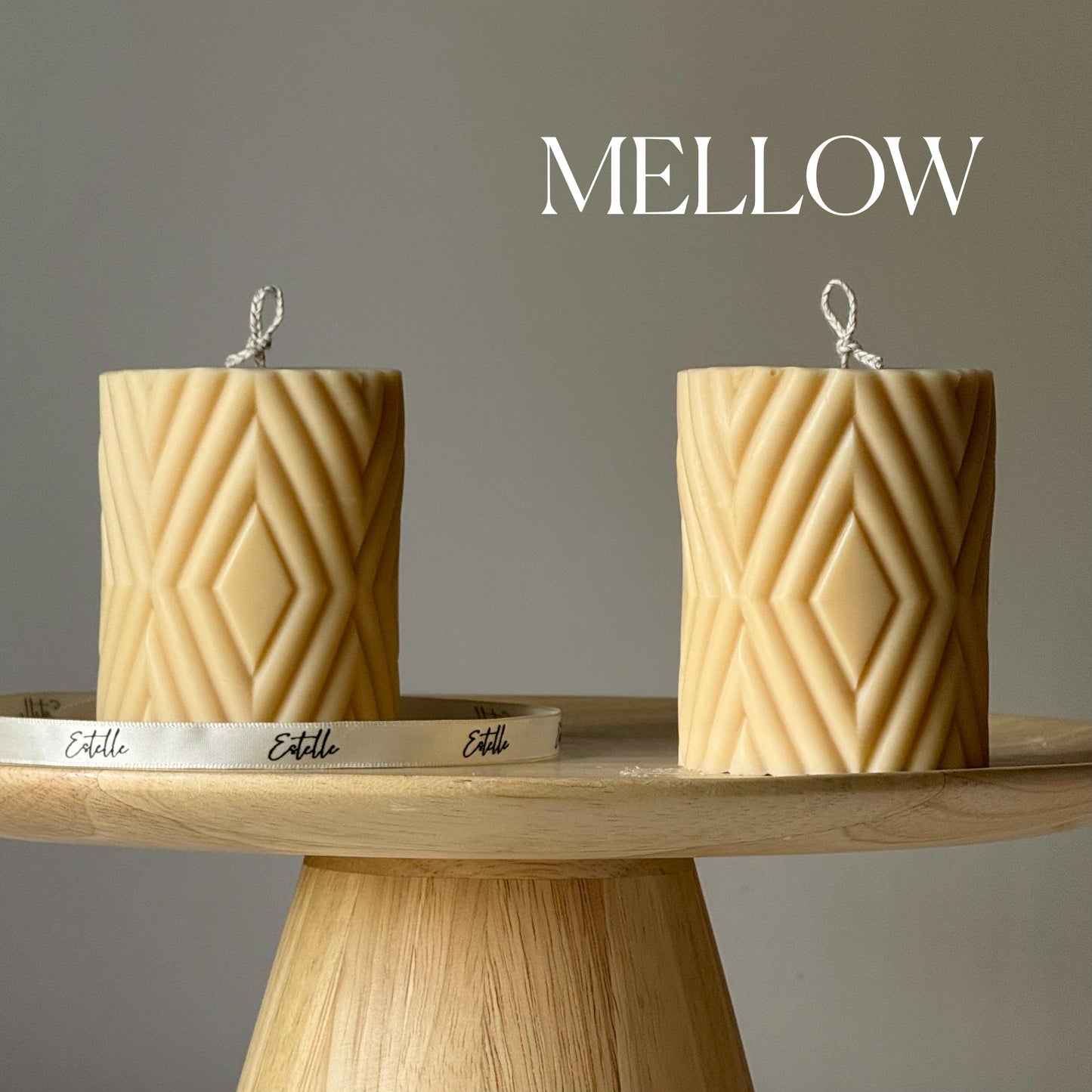 Rhomb Ribbed Soy Pillar Candle: Handmade Home Decor