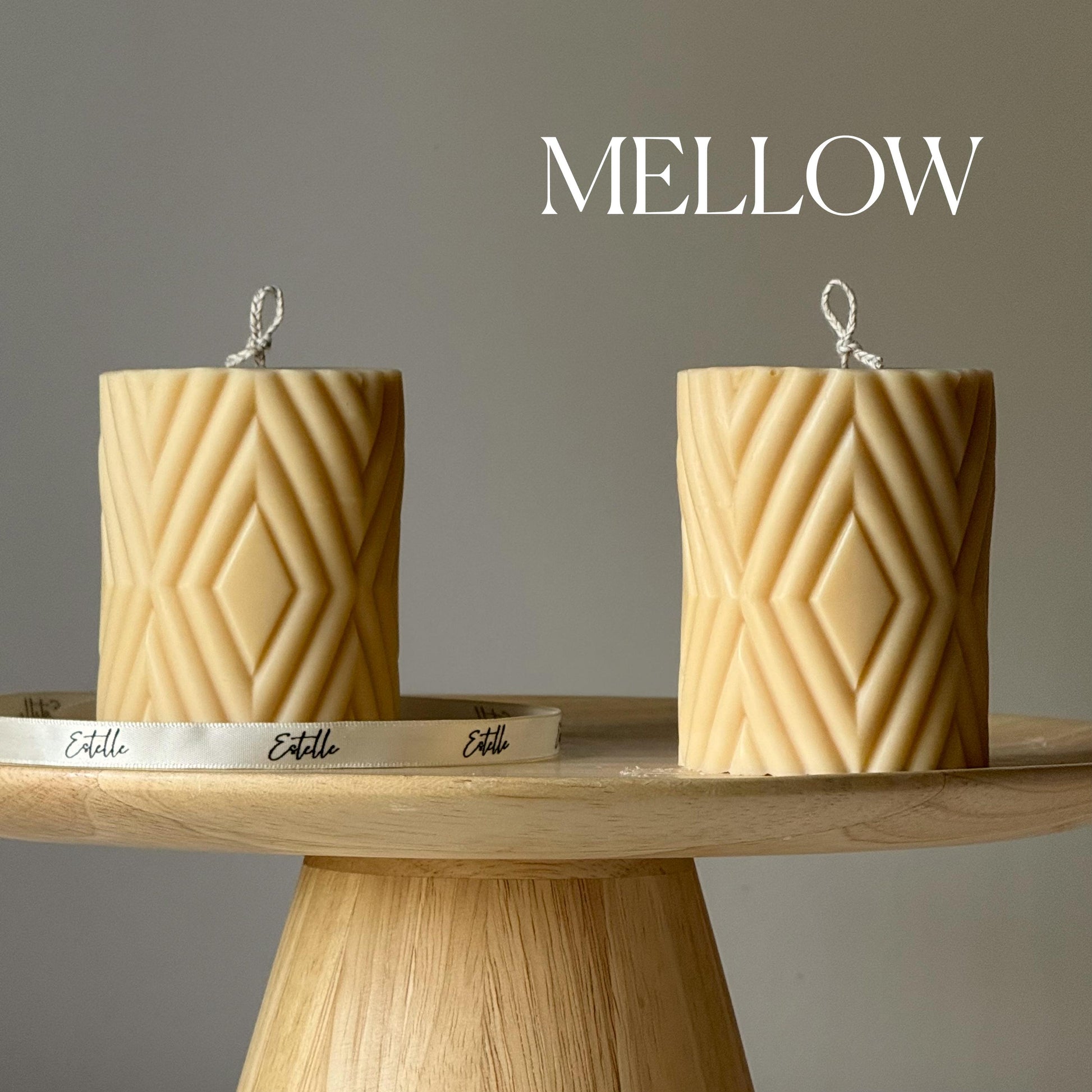 Rhomb Ribbed Soy Pillar Candle: Handmade Home Decor