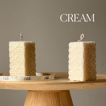 Vintage Lace Soy Pillar Candle: Handmade Home Decor