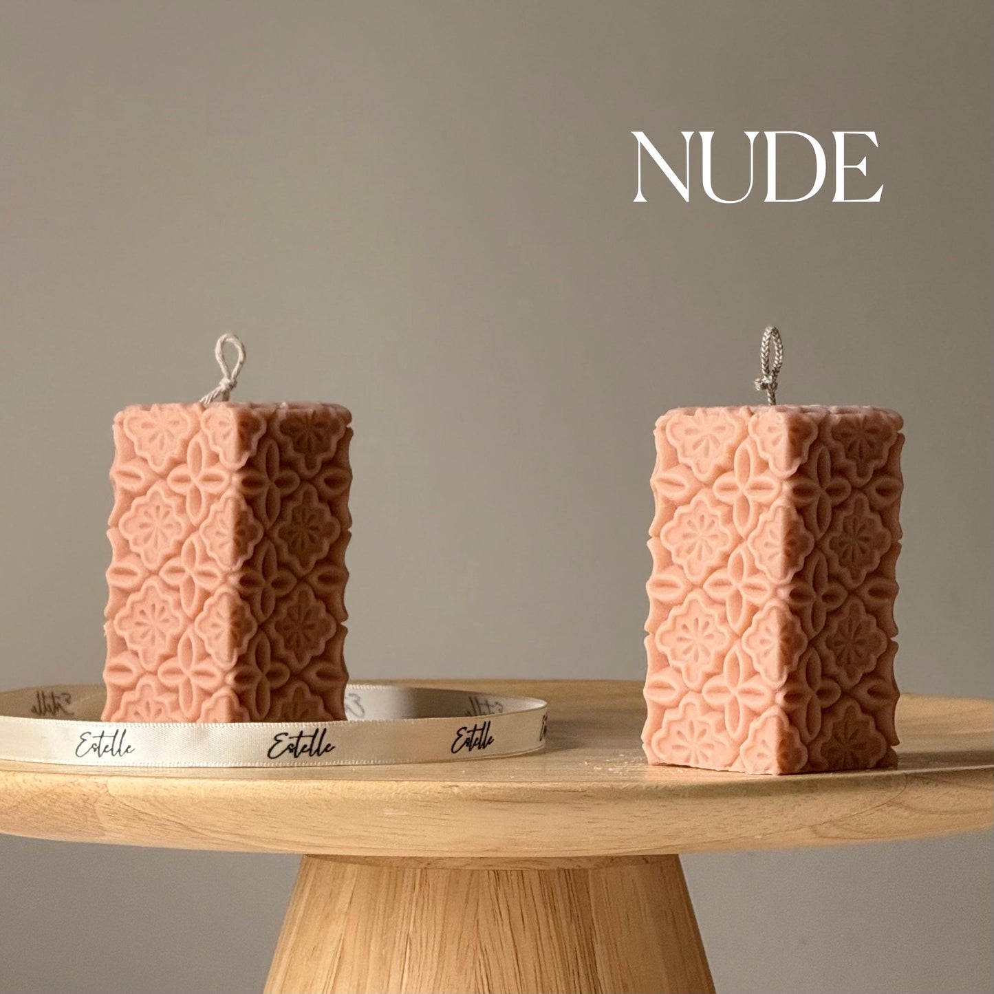 Vintage Lace Soy Pillar Candle: Handmade Home Decor