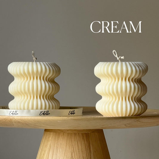 Irregular Ribbed Soy Pillar Candle: Handmade Home Decor