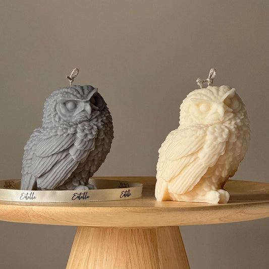Owl Shaped Soy Candle: Handmade Pillar Candle, Home Decor