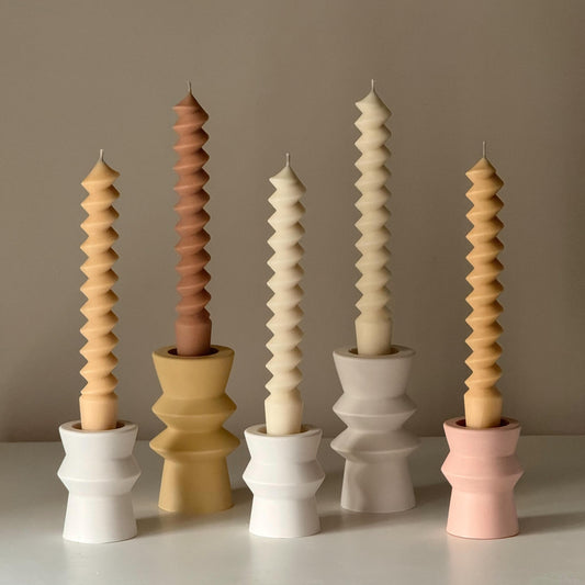 Spiral Column Taper Candle: Handmade Soy Dinner Candle