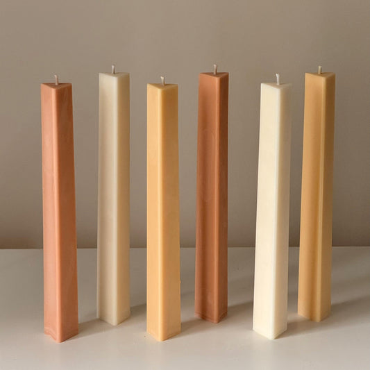 Greko Column Soy Wax Candle: Thin Swirl Taper, Decorative Candle