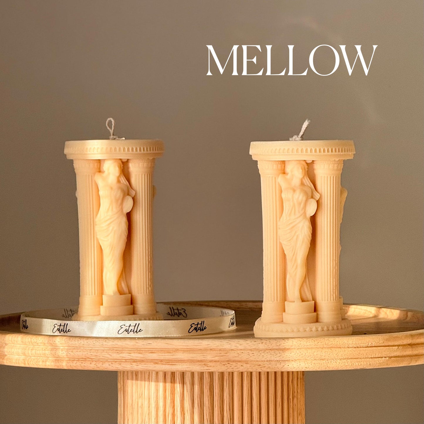 Caryatid Greek Column Soy Candle: Handmade Home Decor