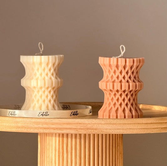 Woven Column Candle| Handcrafted Sculptural Candle| Modern Home Decor