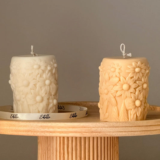 Flower Pillar Candle | Sculptural Garden House Warming Gift