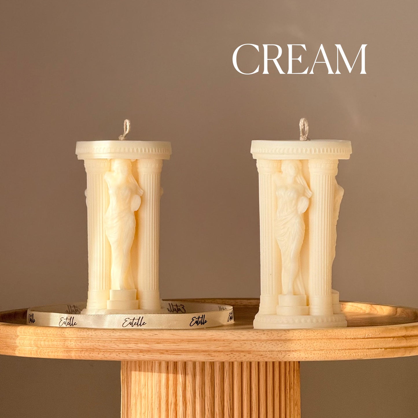 Caryatid Greek Column Soy Candle: Handmade Home Decor