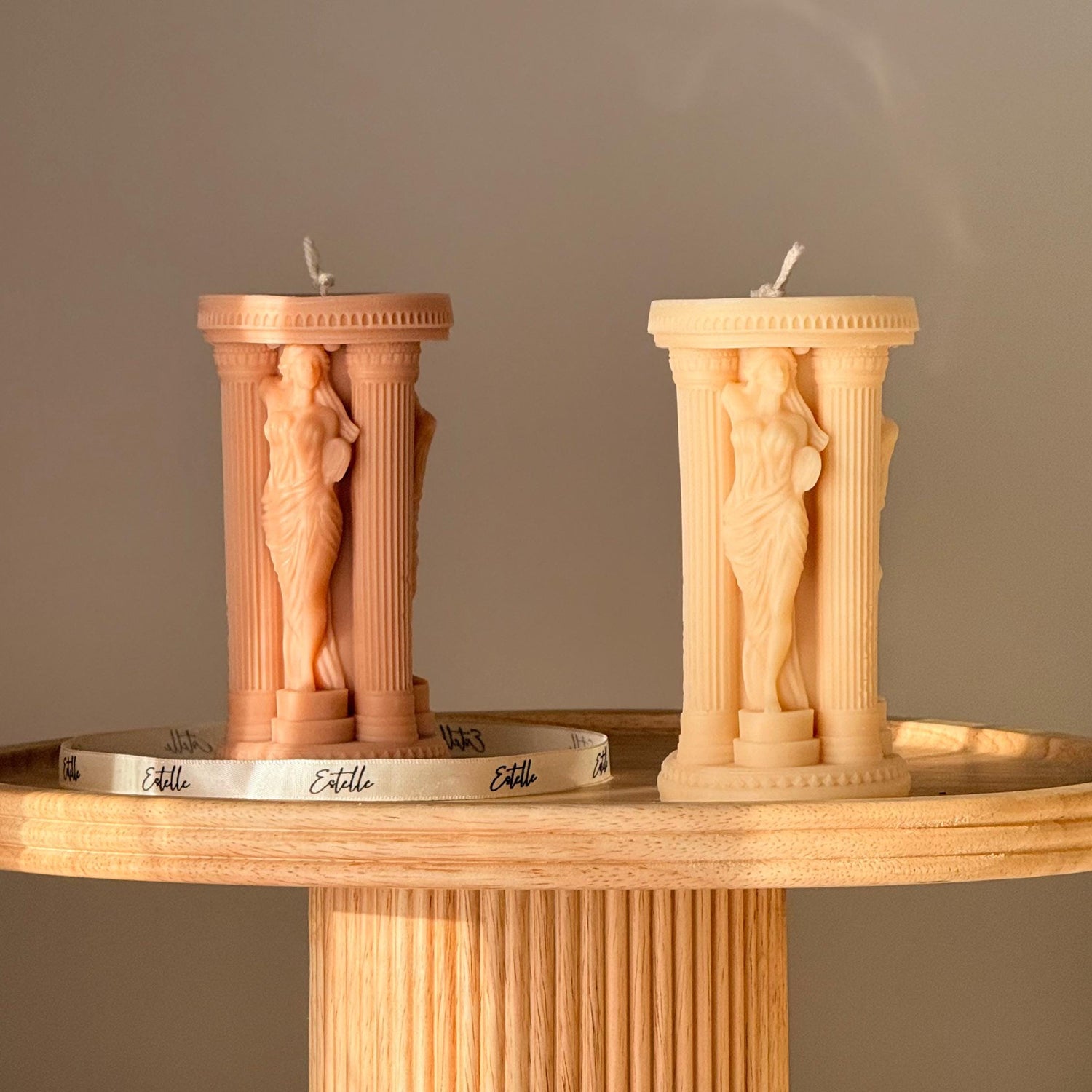 Caryatid Greek Column Soy Candle: Handmade Home Decor
