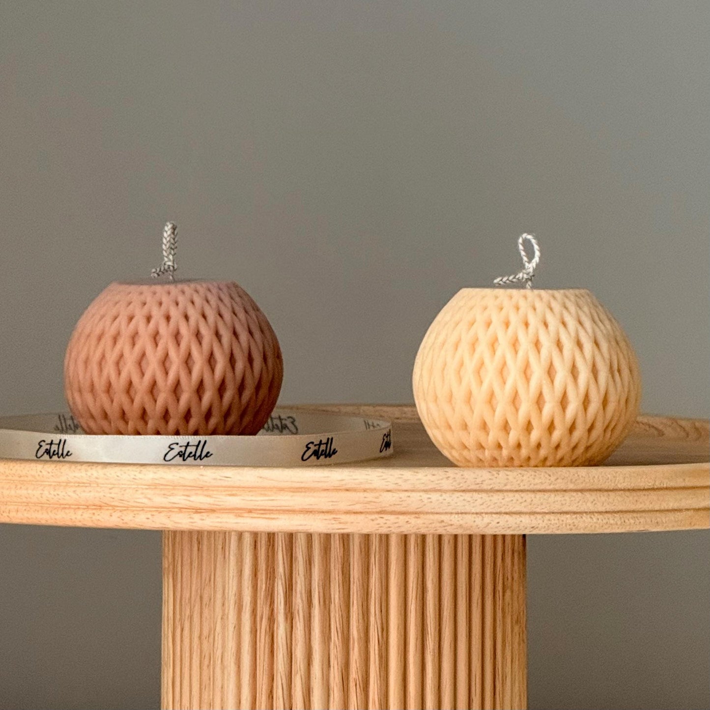 Woven Sphere Candle – Sculptural Textured Design