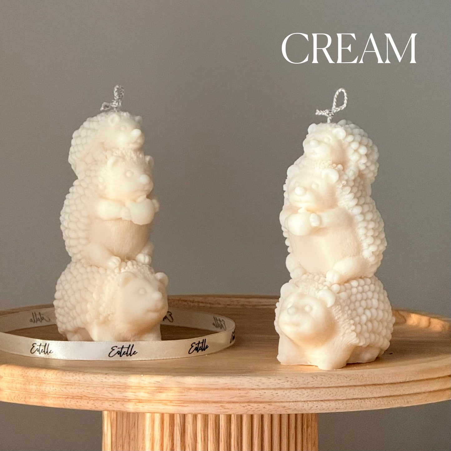 Handmade Three Hedgehog Soy Wax Candle | Nursery Decoration