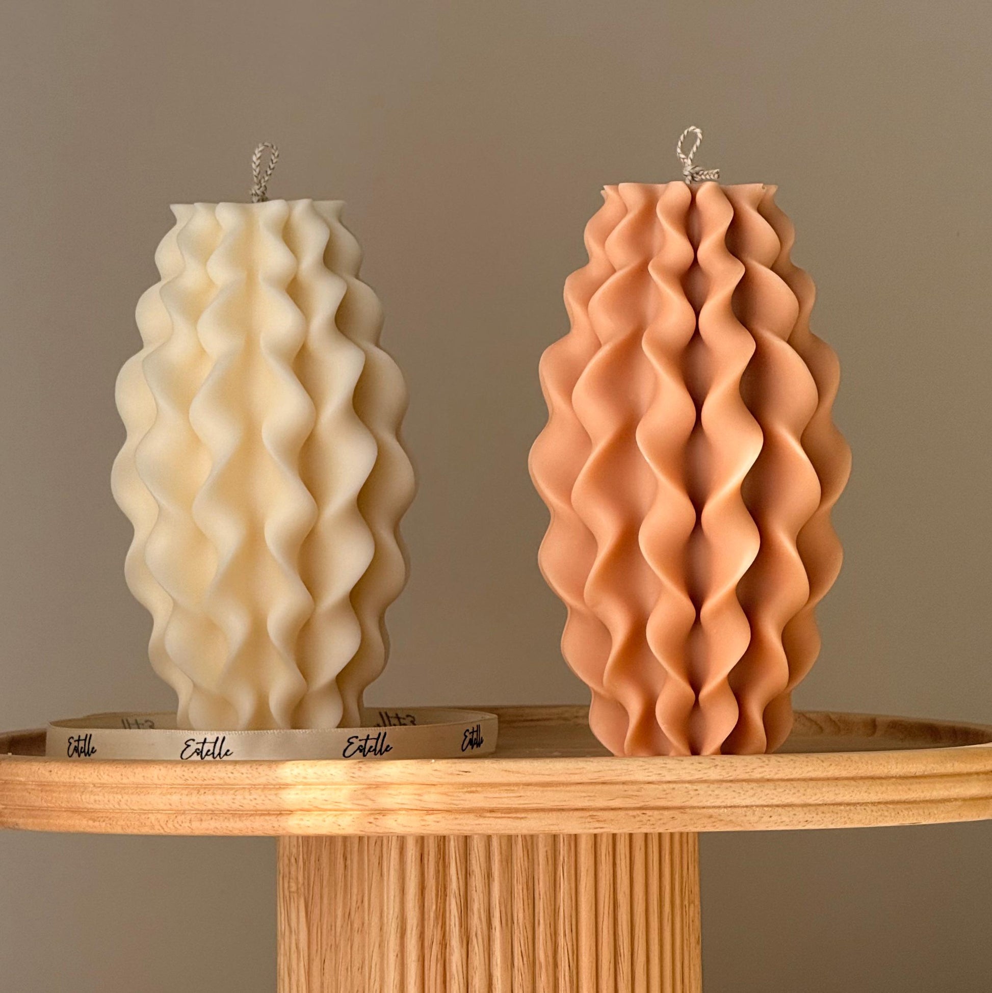 Geometric Sculptural Soy Wax Candle: Abstract Parametric Pillar Decor Art Gift