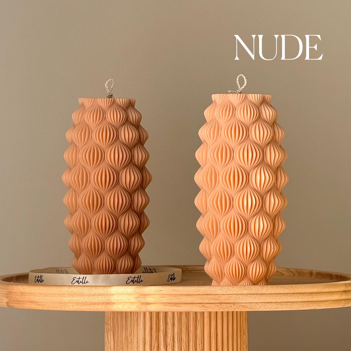 Geometric Sculptural Soy Wax Candle: Abstract Parametric Pillar Decor Art Gift