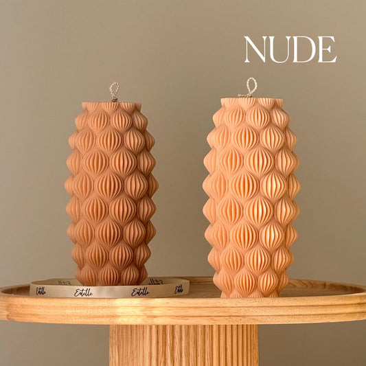 Geometric Sculptural Soy Wax Candle: Abstract Parametric Pillar Decor Art Gift