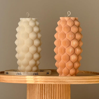 Geometric Sculptural Soy Wax Candle: Abstract Parametric Pillar Decor Art Gift