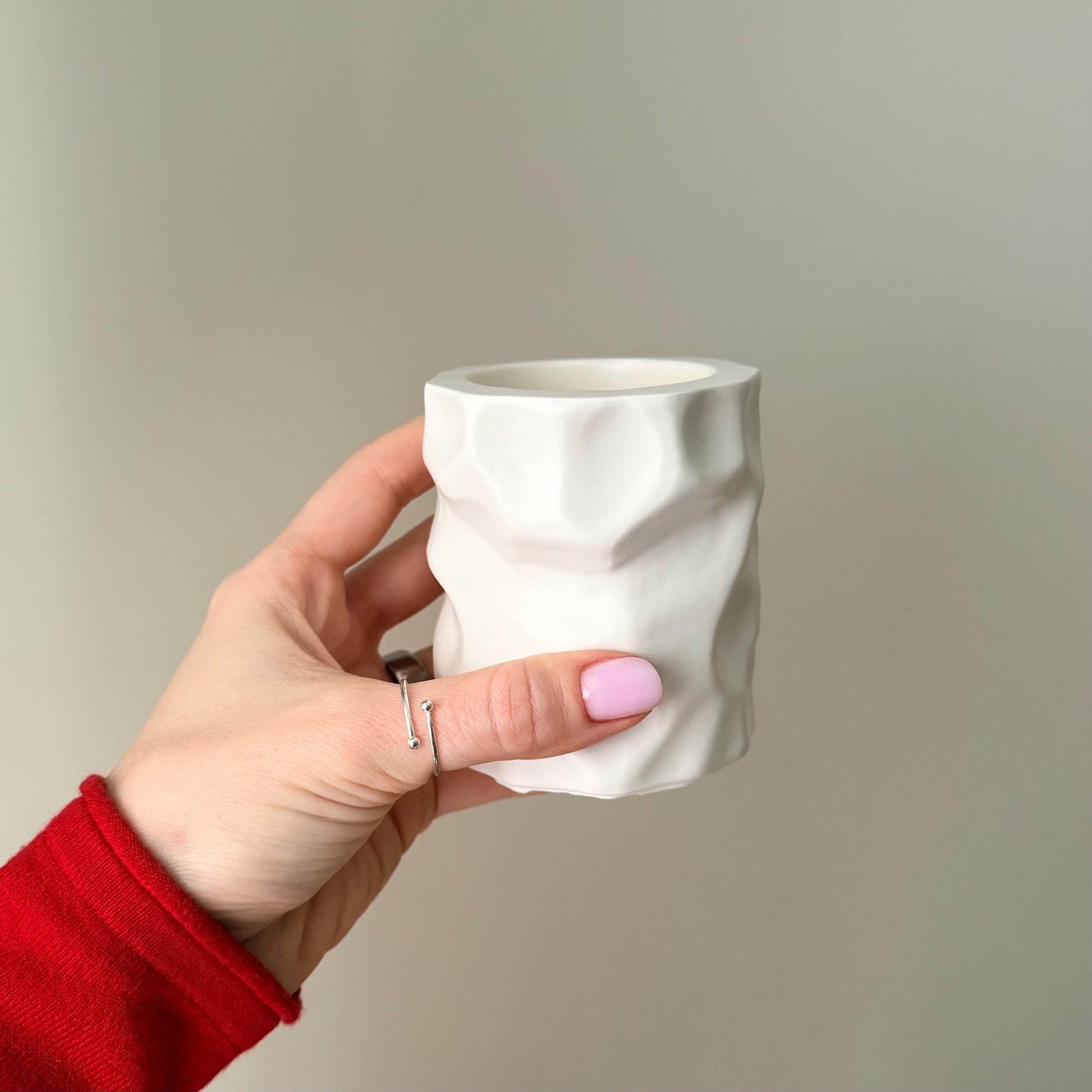 Irregular Jesmonite Jar Soy Wax Candle with Wood Wick - Hand Poured Scented Candle