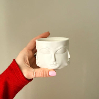 Face Jar Soy Wax Candle Organic Jesmonite Vessel Scented Wood Wick Home Decor