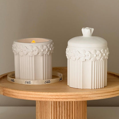 Wild Bloom Jar Soy Wax Candle with Lid : Large Jesmonite Vessel Scented Wood Wick