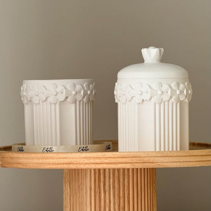Wild Bloom Jar Soy Wax Candle with Lid : Large Jesmonite Vessel Scented Wood Wick