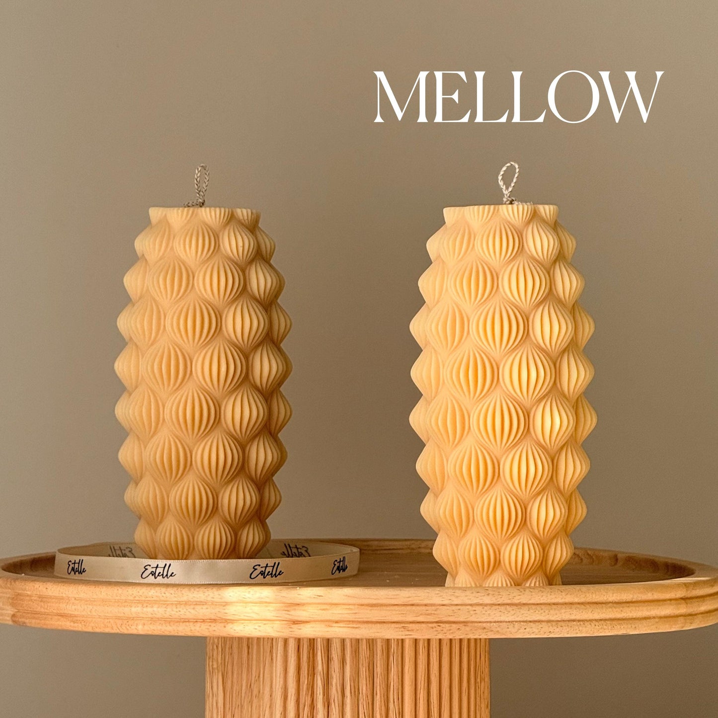 Geometric Sculptural Soy Wax Candle: Abstract Parametric Pillar Decor Art Gift