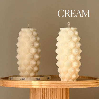 Geometric Sculptural Soy Wax Candle: Abstract Parametric Pillar Decor Art Gift