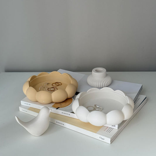 Jesmonite Round Tray: Scandi Jewelry Dish, Desk Organizer