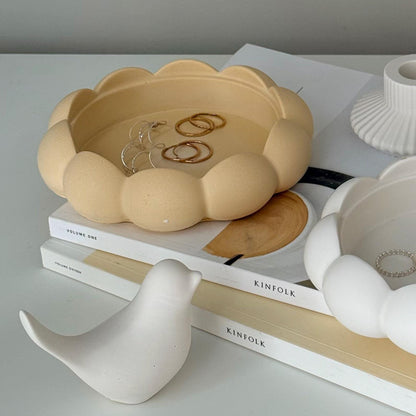 Jesmonite Round Tray: Scandi Jewelry Dish, Desk Organizer