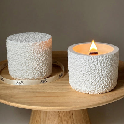 Textured Wood Wick Soy Candle | Rustic Stone Effect Candle | Minimalist Home Decor