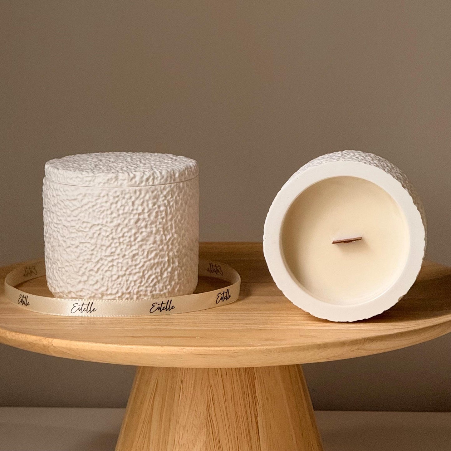 Textured Wood Wick Soy Candle | Rustic Stone Effect Candle | Minimalist Home Decor