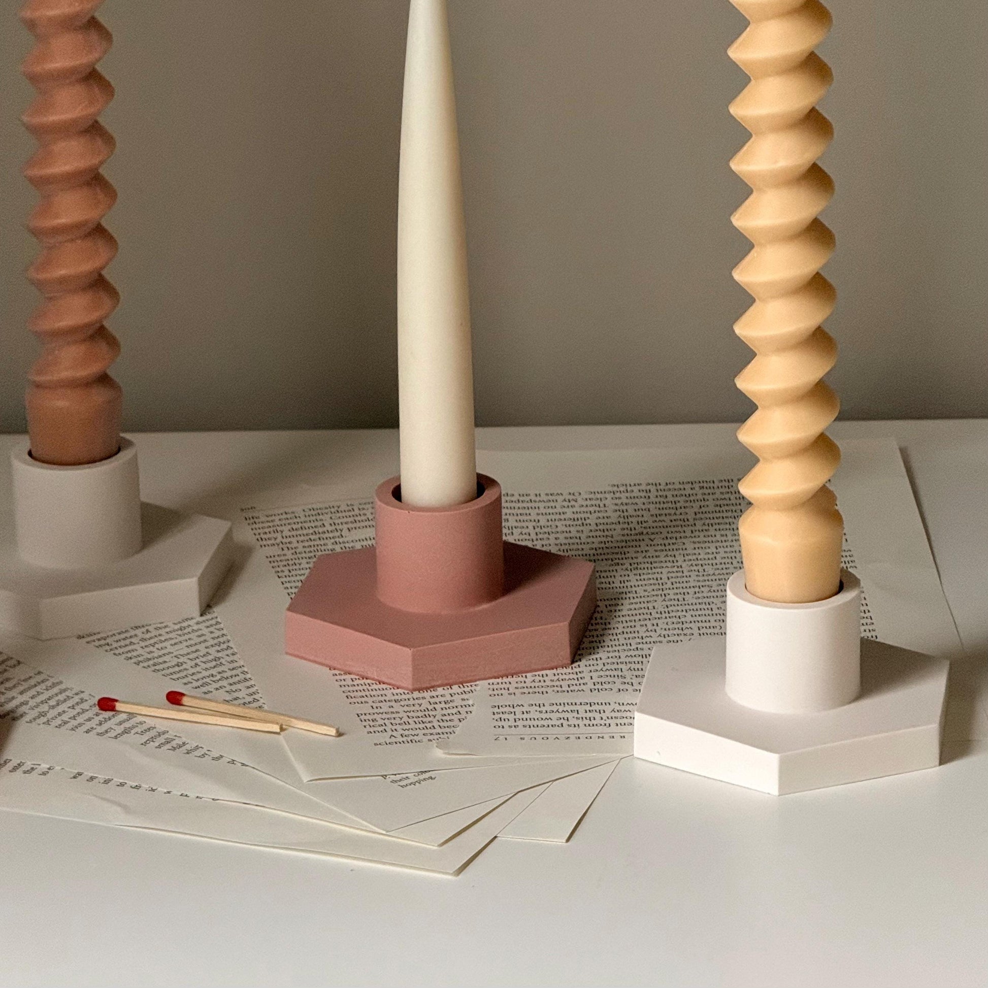 Handmade Hexagon Candlestick Holder: Minimalist Wedding Decor