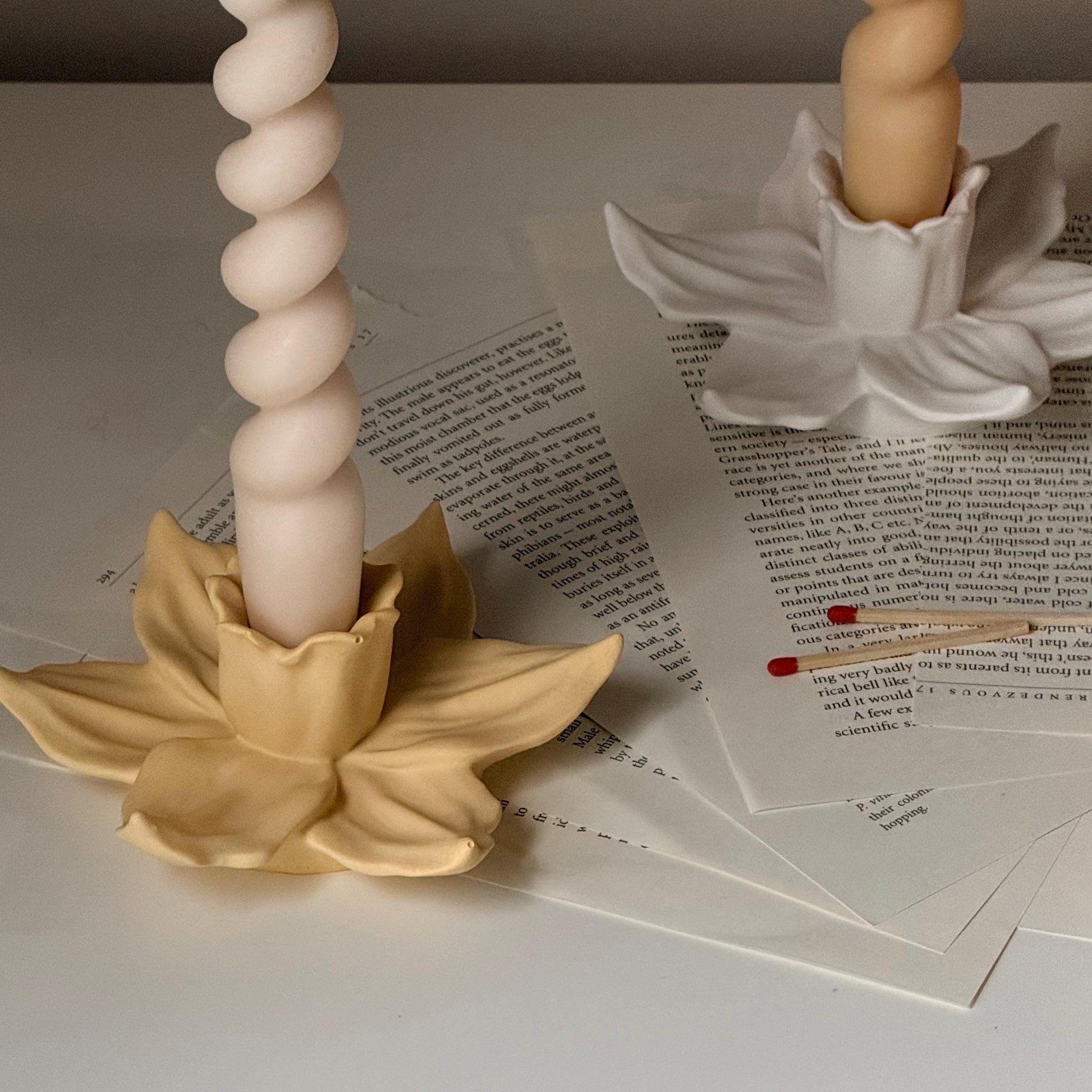 Handmade Daffodil Candlestick Holder: Minimalist Wedding Decor