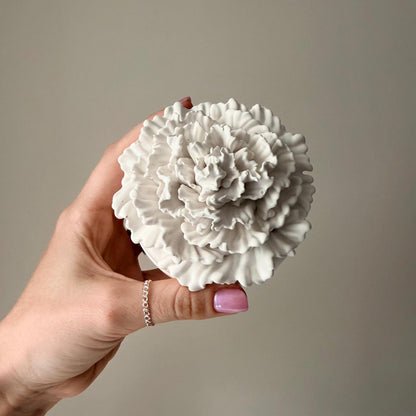 Carnation Flower Soy Wax Candle in Jesmonite Jar: Handmade Scented Candle