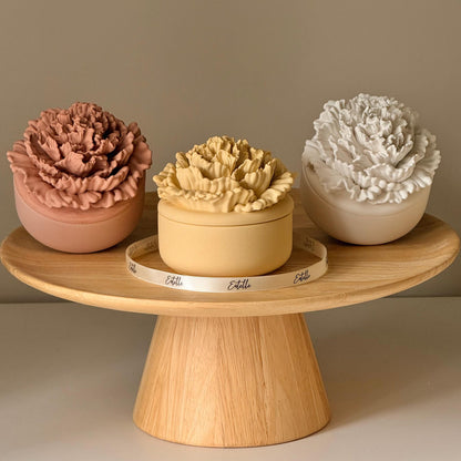 Carnation Flower Soy Wax Candle in Jesmonite Jar: Handmade Scented Candle