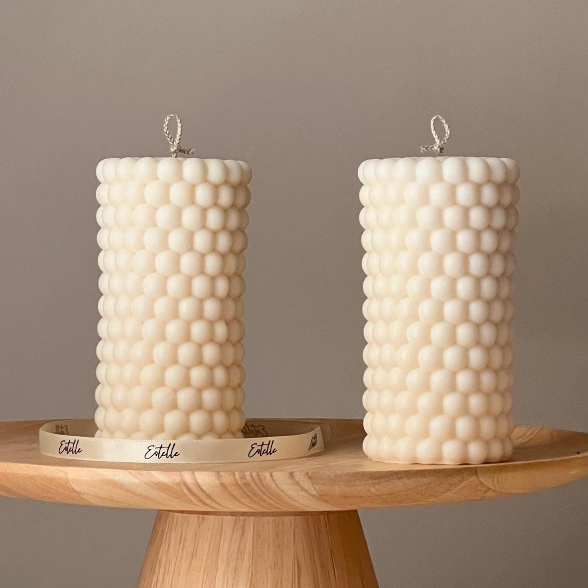 Big Bubble Soy Wax Pillar Candle: Geometric Home Decor