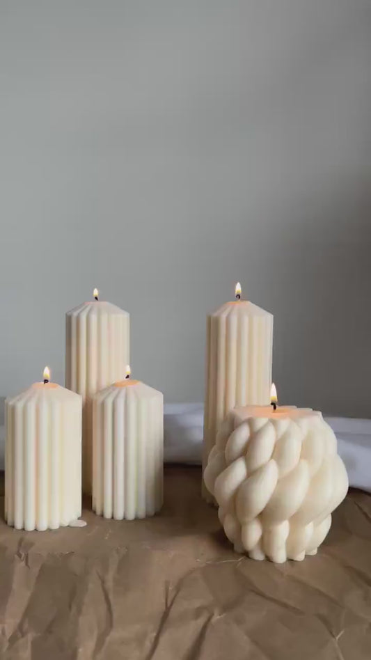 Large Knitted Soy Candle: Twisted Rope Coffee Table Decor