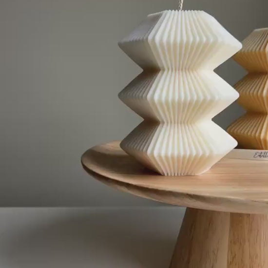 Large Ribbed Hexagon Candle: Handmade Soy Wax Pillar